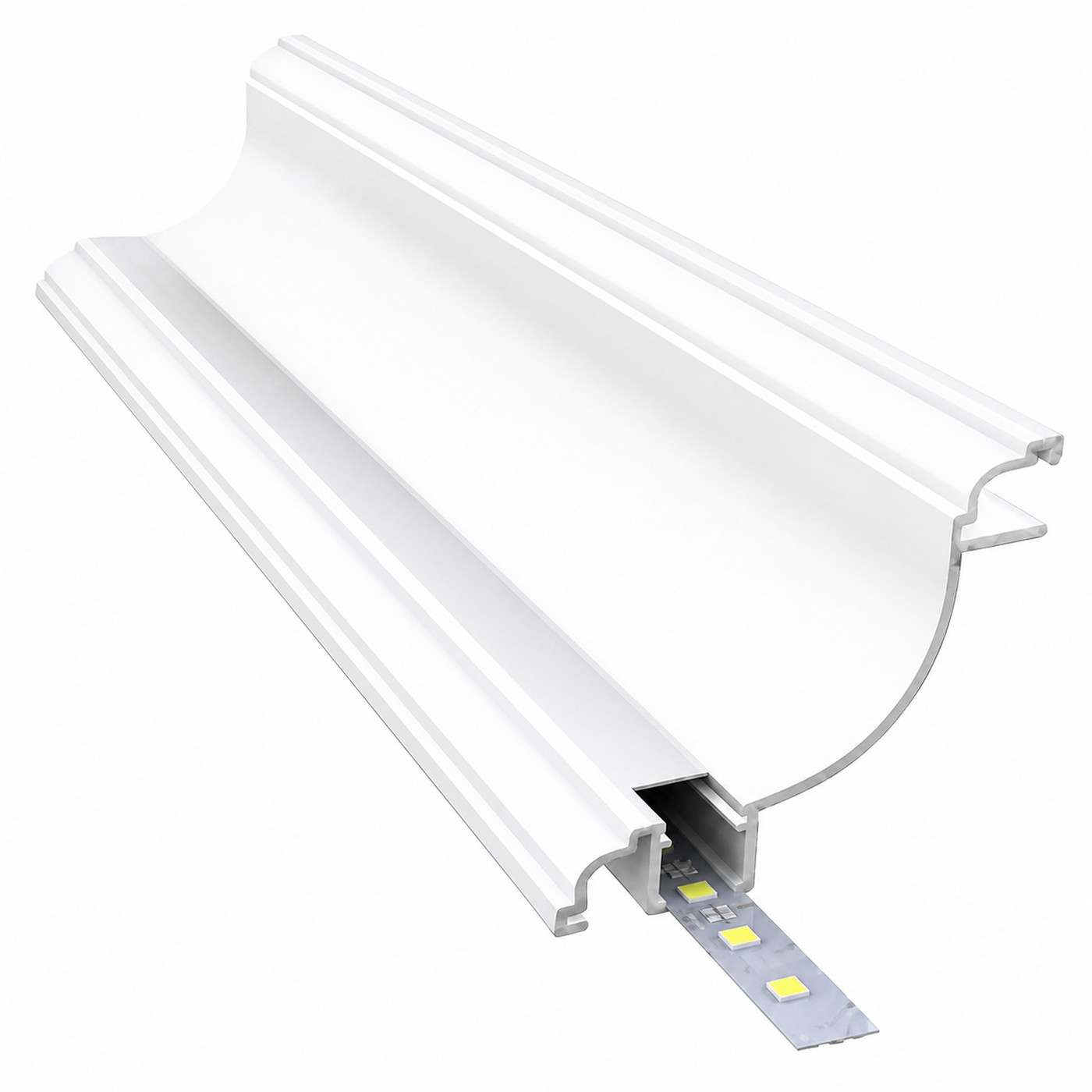 Tavan Köşe LED Uygulaması — Trimless LED profiliyle tavan-duvar birleşiminde kesintisiz ışık çizgisi.